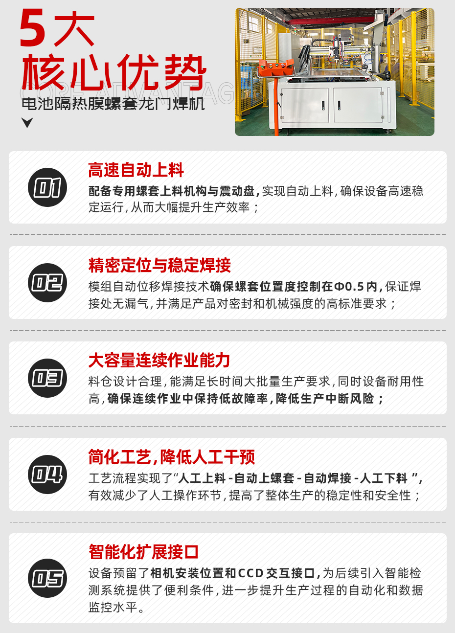 電池隔熱膜螺套龍門焊機(jī)詳情核心優(yōu)勢